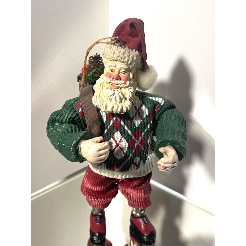 Vintage Golf Santa Claus Figurine With Bag & Clubs